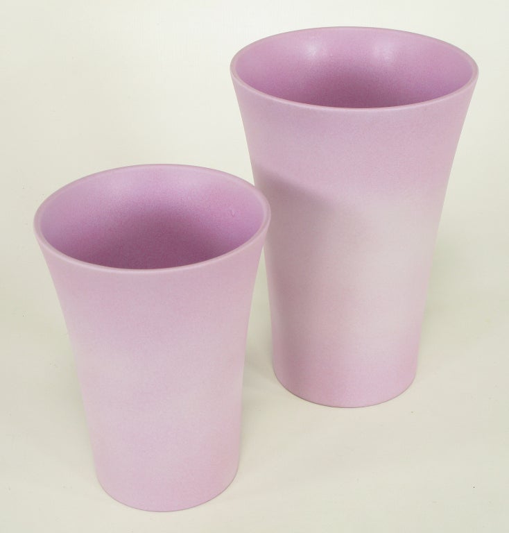 Set Three Scheurich Ceramic Matte Glazed Lavender Vases 3
