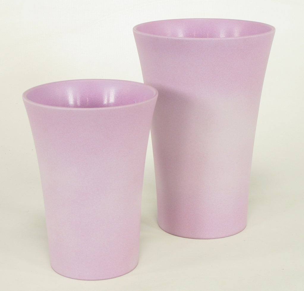 Set Three Scheurich Ceramic Matte Glazed Lavender Vases 4