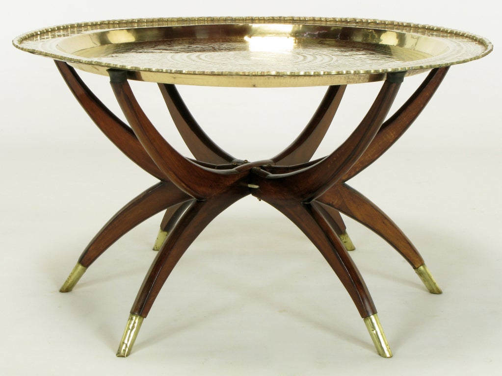 brass tray table with folding legs