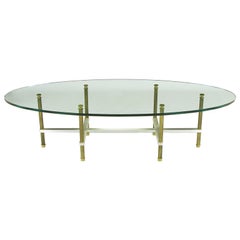 Reeded Brass & Brushed Aluminum Elliptical Coffee Table