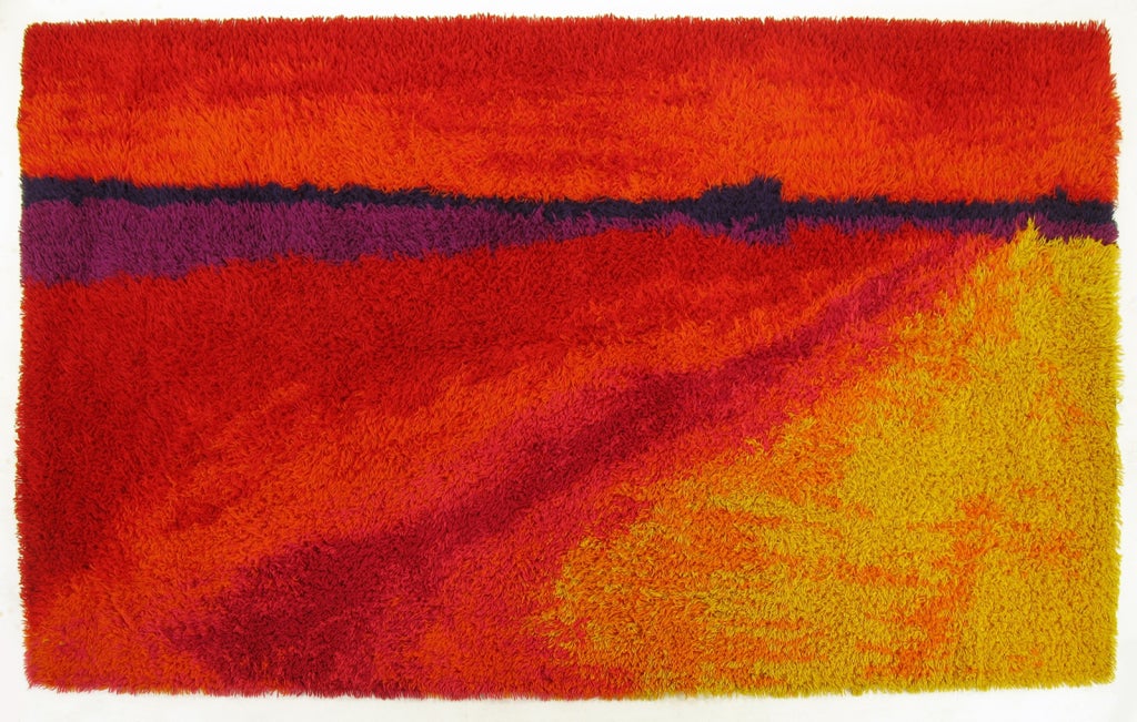 6' X 9' Rya Scandinavian Rug In Scarlet, Violet & Saffron