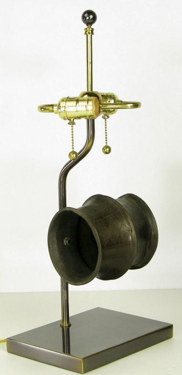 Pair Frederick Cooper Bronze Drum Table Lamps