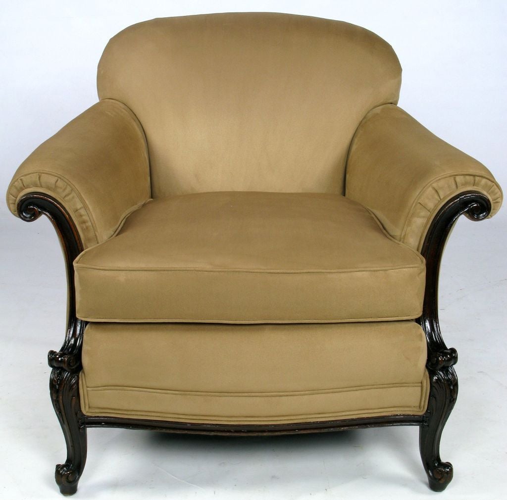 Early 20th Century Rolled Arm Club Chair In Ultra Suede at 1stdibs