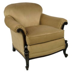 Early 20th Century Rolled Arm Club Chair In Ultra Suede