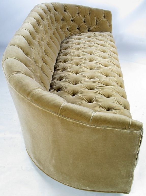 Mid-20th Century Button Tufted Mohair Sofa By Baker