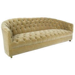 Button Tufted Mohair Sofa By Baker
