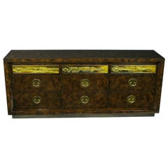 Mastercraft Burl and Acid Etched Brass Dresser
