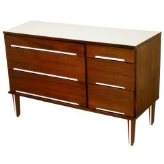 Walnut & White Micarta Six-Drawer Dresser.