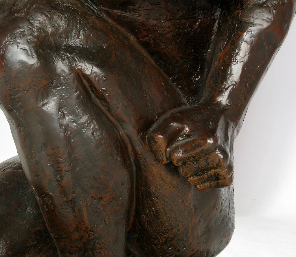 Life-Size Bronze Finish Atlas Sculpture Console Table 1