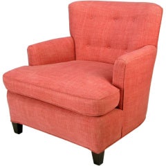 1940s Raspberry Linen Dunbar Style Club Chair