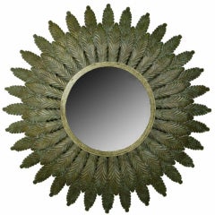 Imposing Maitland Smith Brass Acanthus Leaf Convex Mirror