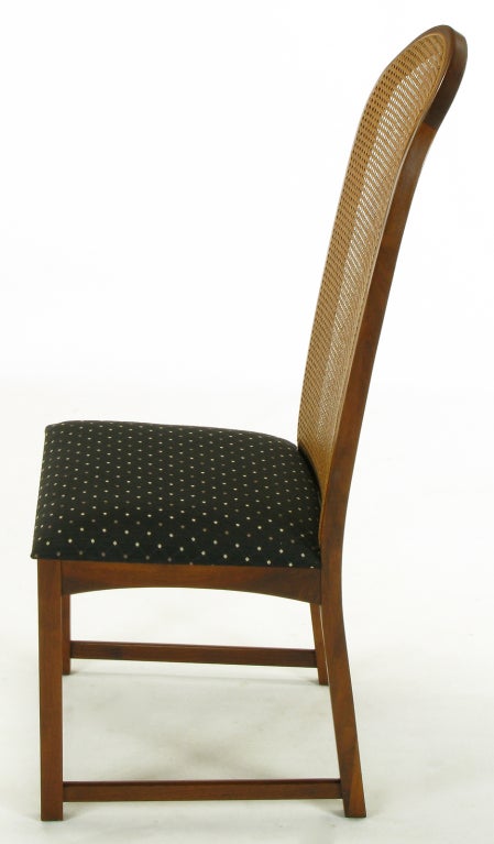Mid-20th Century Eight Milo Baughman Walnut & Cane Arched Back Dining Chairs