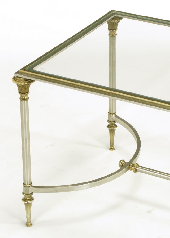 Pair Petite Italian Brass and Brushed Nickel Coffee Tables at 1stdibs