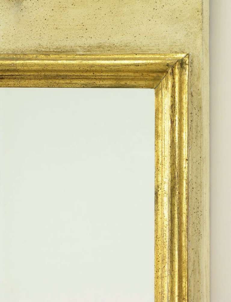 Gesso Pair Italian Empire Ivory and Parcel Gilt Trumeaux Mirrors