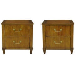 Vintage Pair Baker French Cherry & Brass Fall-Front Night Stands