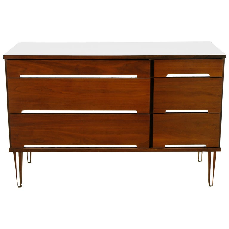 Walnut and White Micarta Six-Drawer Dresser For Sale at 1stDibs | walnut  and white dresser