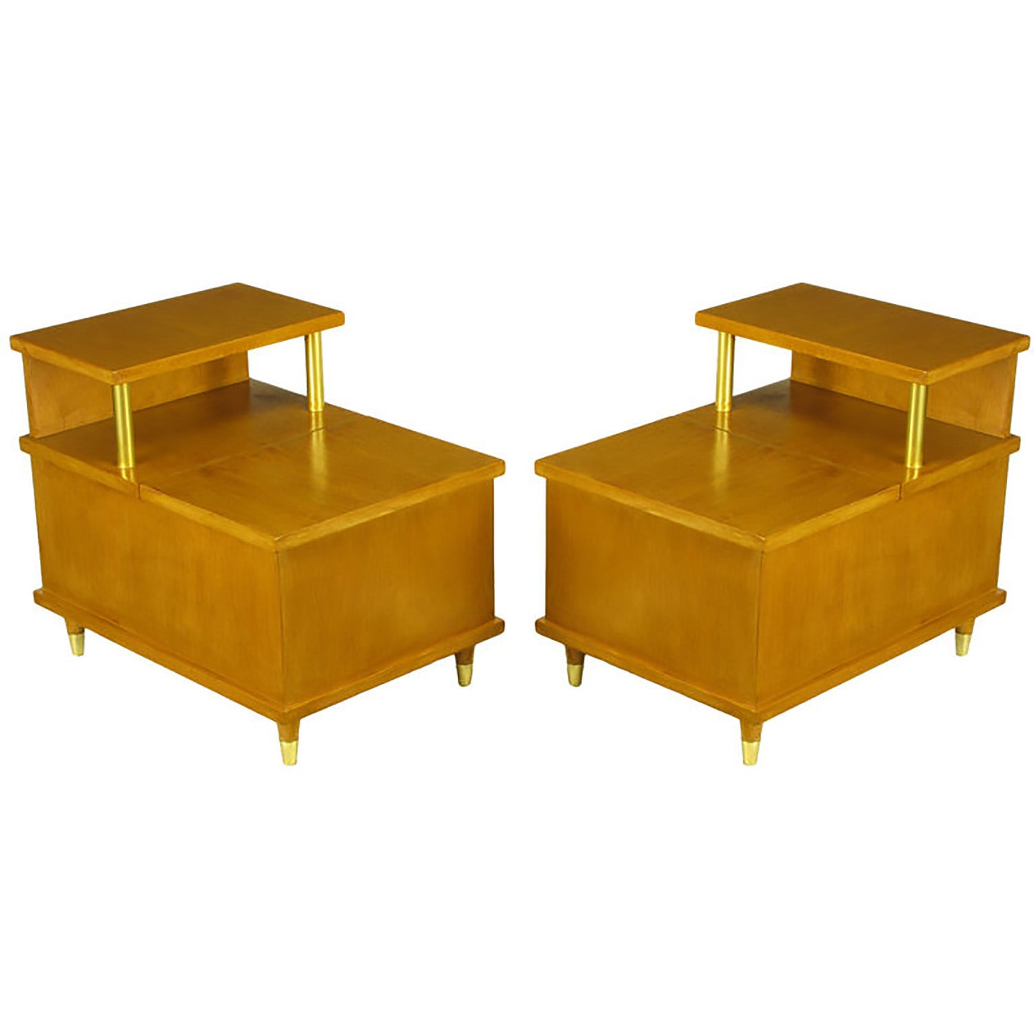 Pair of Two-Tier End Tables with Cedar-Lined Storage