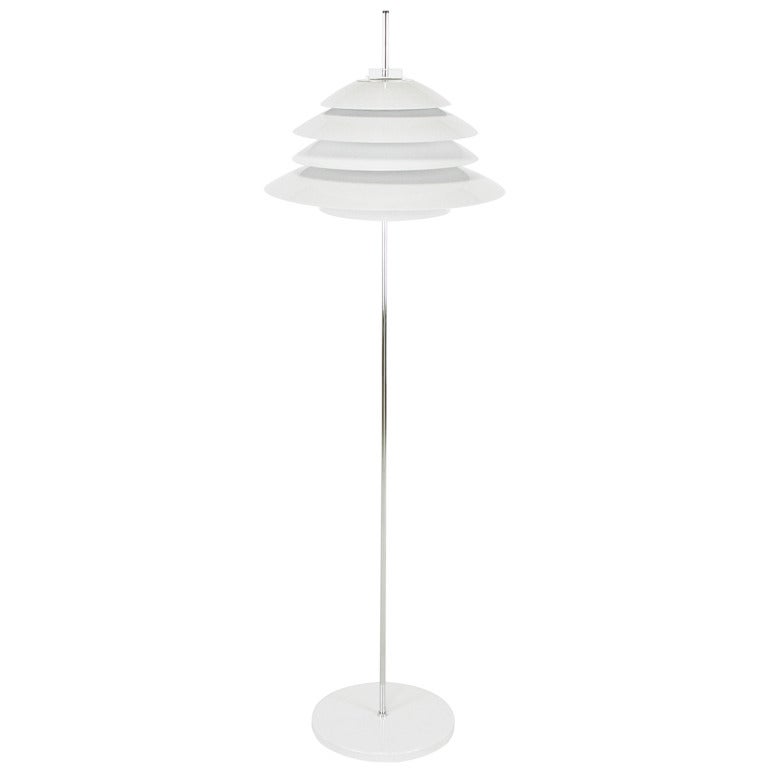 Sonneman Chrome and White Enamel Floor Lamp For Sale