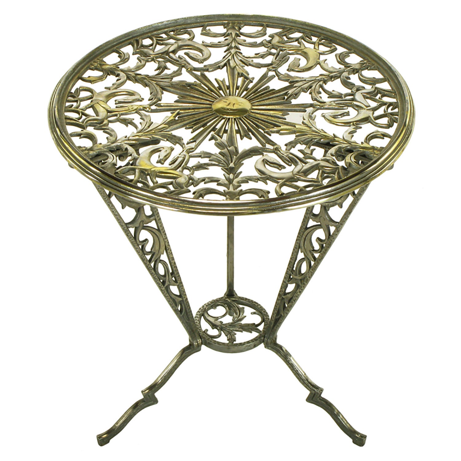 Tavolo Art Deco in metallo fuso di Nikolaus Hagenauer per Rena Rosenthal