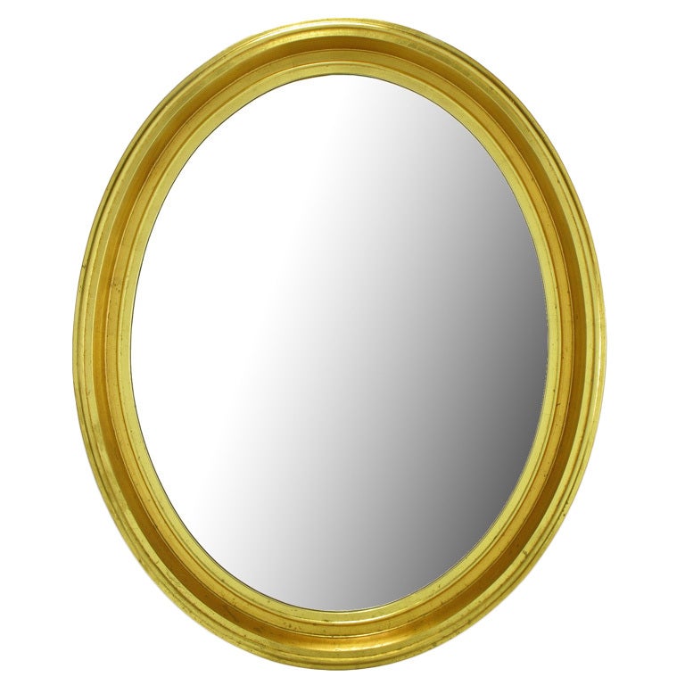 Oval Light and Dark Gilded Wall Mirror For Sale