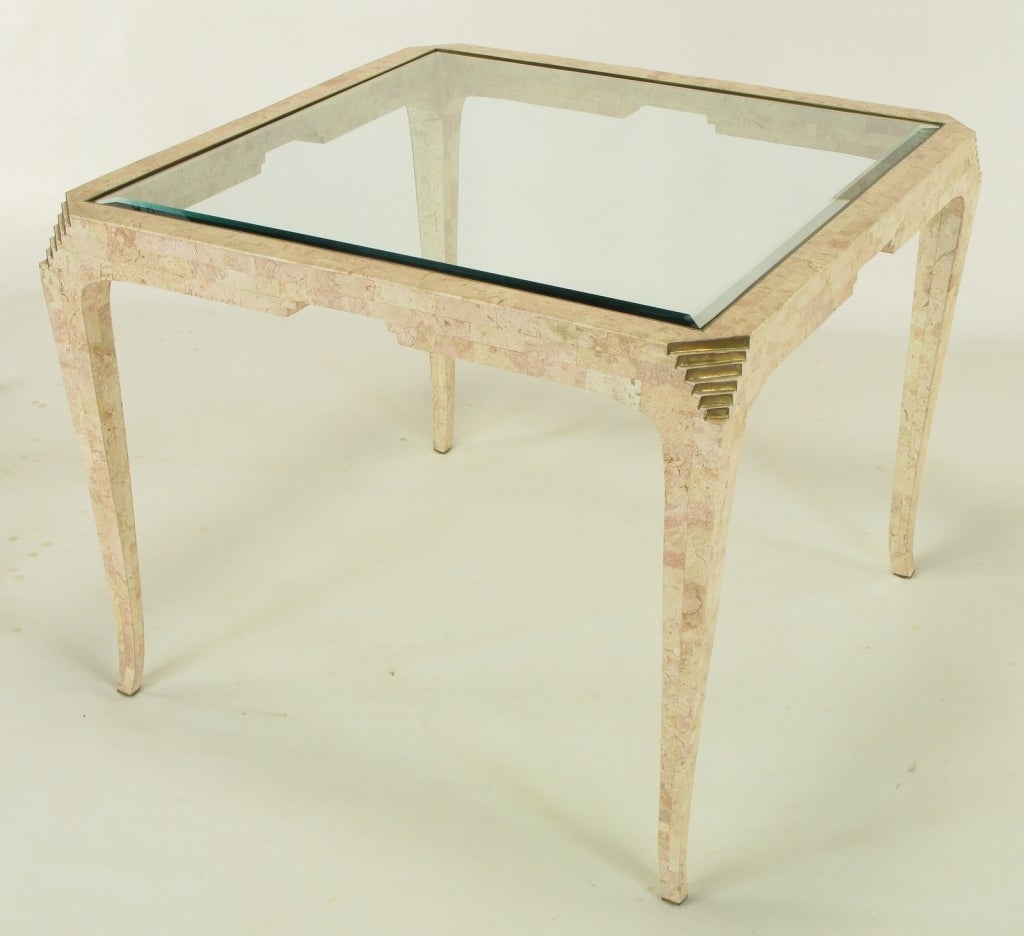Philippine Casa Bique Tessellated Fossil Stone & Brass Game Table