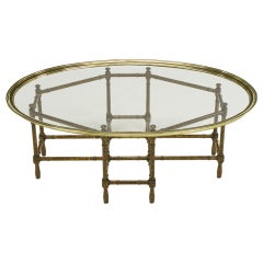 Baker Tortoise Shell Lacquered & Oval Glass Tray Coffee Table