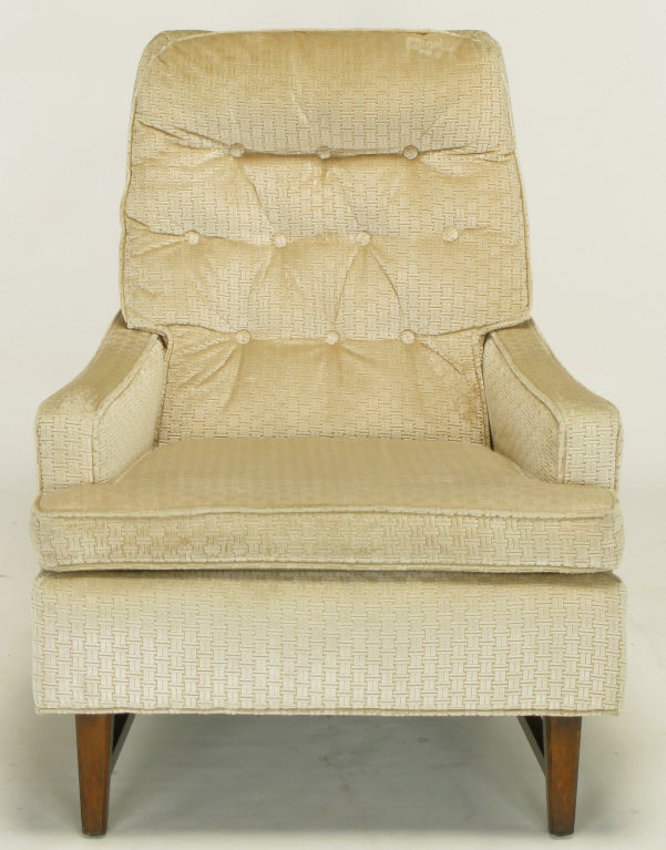 Pair 1960s High Back Ivory Velvet Lounge Chairs at 1stDibs