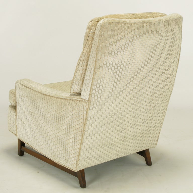 Pair 1960s High Back Ivory Velvet Lounge Chairs at 1stDibs