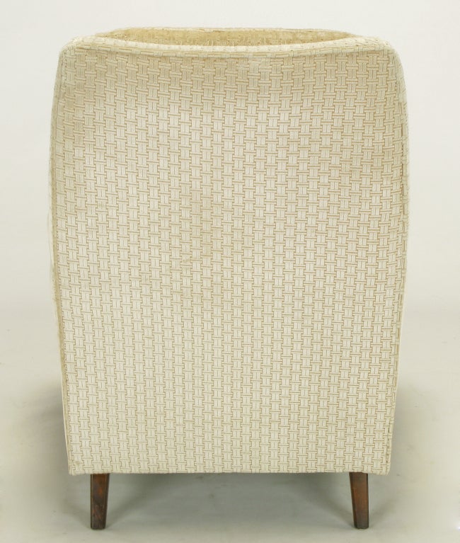 Pair 1960s High Back Ivory Velvet Lounge Chairs at 1stDibs