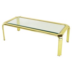 Widdicomb Rectangular Brass and Glass Canted Leg Coffee Table