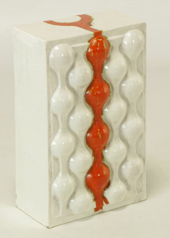 20th Century William A. Hoffman (1920-2011) Bi-Color Crate Ceramic Sculpture For Sale