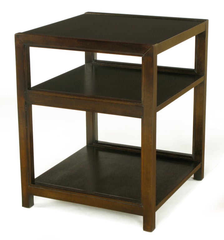 Petite Dark Ribbon Mahogany Three-Tier End Table