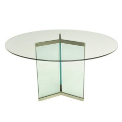 Pace Collection Glass & Brushed Stainless Pedestal Dining Table
