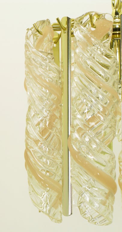 Kronleuchter aus rosa und durchsichtigem Muranoglas in Spiralform im Angebot 5
