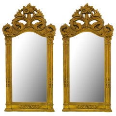Vintage Two 55" Tall Rococo Style Gilt Composition Mirrors