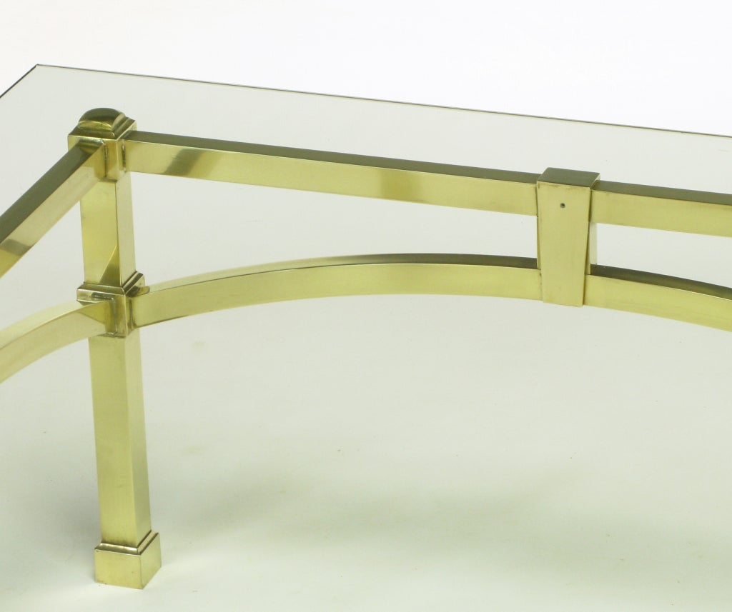 Italian Postmodern Architectural Brass and Glass Coffee Table 2