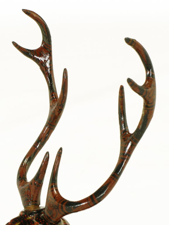 Carved Wood Hand Lacquered Recumbent Deer 2