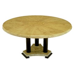 Dining Table With Sunburst Goatskin Top & Chocolate Lacquer Base