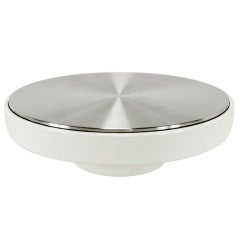 Vecta Round White Fiberglass & Stainless Steel Coffee Table.