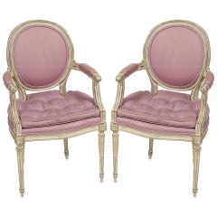 Incredible Pair 1960s Louis XVI Style Arm Chairs