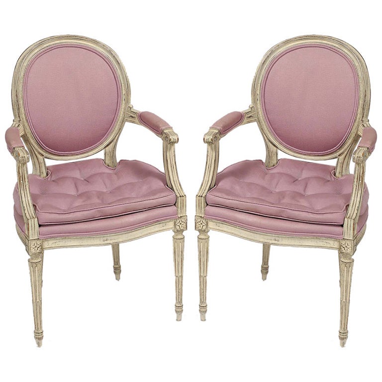 Incredible Pair 1960s Louis XVI Style Arm Chairs