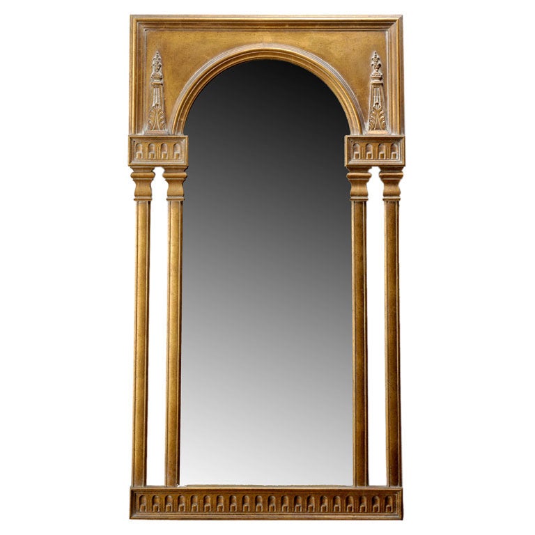 Unusual Gilt Neoclassical Style Mirror For Sale
