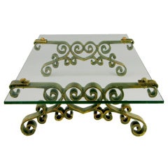 72" Long Gilt Bronze & Glass Spanish Revival Coffee Table