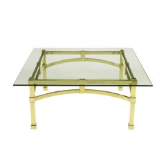 Italian Postmodern Architectural Brass & Glass Coffee Table 11