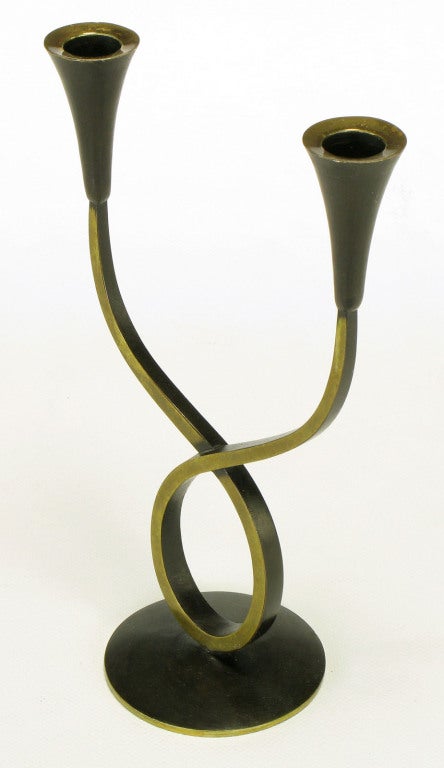 Rena Rosenthal Brass Double Arm Candelabra For Sale 2