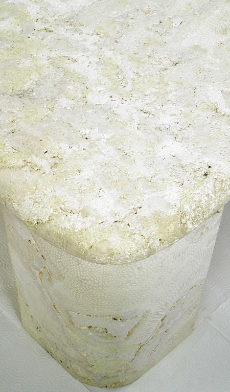 American Solid Fossil Stone Coffee Table In The Manner Of Michael Taylor