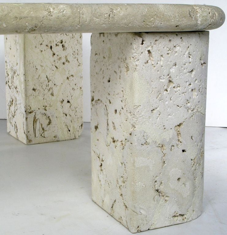 Late 20th Century Solid Fossil Stone Coffee Table In The Manner Of Michael Taylor