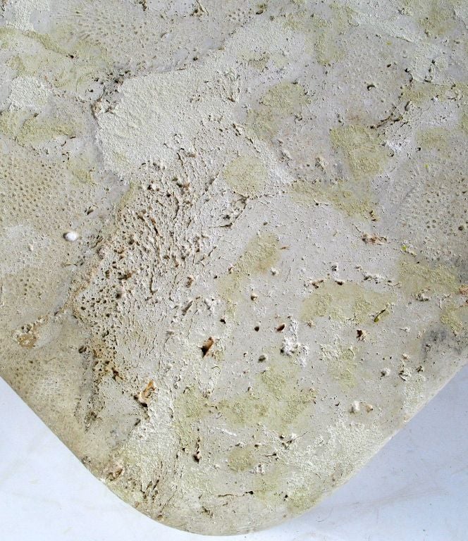 Solid Fossil Stone Coffee Table In The Manner Of Michael Taylor 2