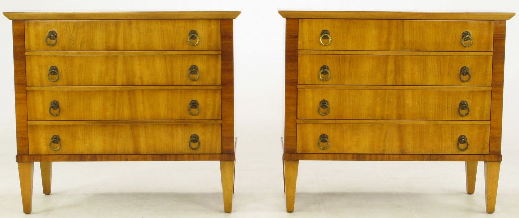 Pair Old Colony Bleached Walnut & Mahogany Commodes
