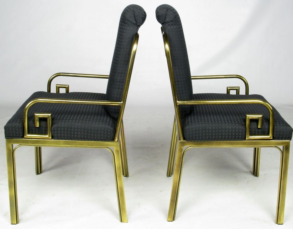 American Set Of Six Mastercraft Greek Key Design Brass Dining Chairs